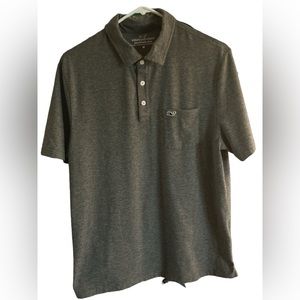 Vineyard Vines Edgartown Polo Shirt SS Charcoal Gray Pima Blend Size m